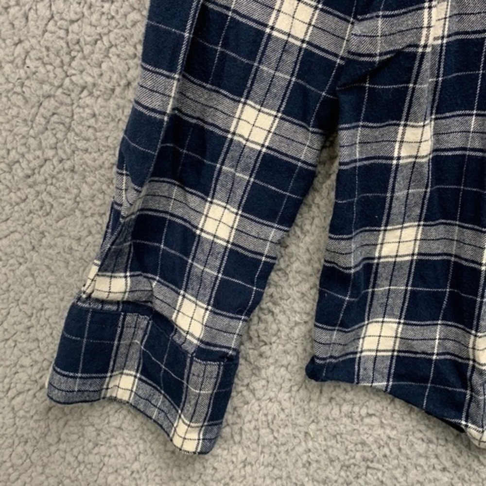 Volcom Caden Plaid Flannel Shirt Men's Size L Slim Fit Navy Blue Button Up - Picture 5 of 11